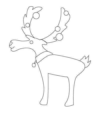 Tegning til farvelaegning af julemandens rensdyr