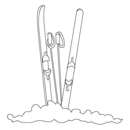 Tegning til farvelaegning af ski