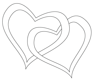 Tegning til farvelaegning af to hjerter